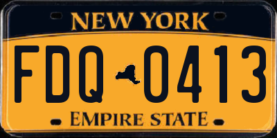 NY license plate FDQ0413
