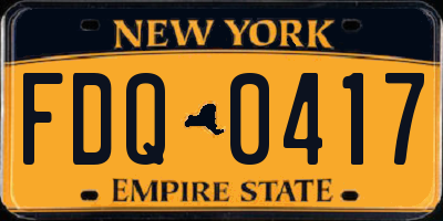 NY license plate FDQ0417