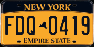 NY license plate FDQ0419