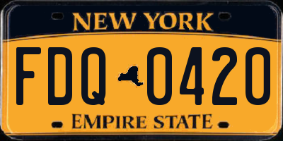 NY license plate FDQ0420