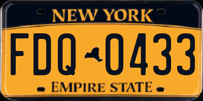 NY license plate FDQ0433