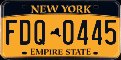 NY license plate FDQ0445