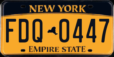 NY license plate FDQ0447