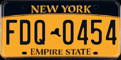 NY license plate FDQ0454