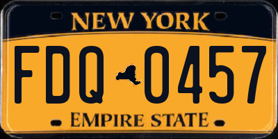 NY license plate FDQ0457