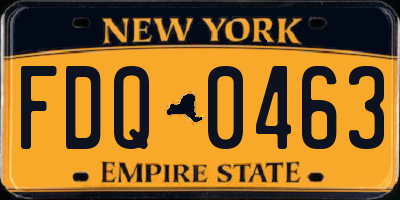 NY license plate FDQ0463