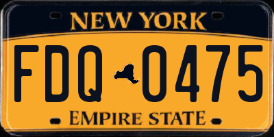 NY license plate FDQ0475