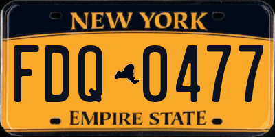 NY license plate FDQ0477