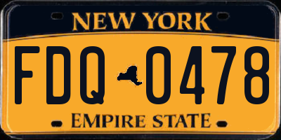 NY license plate FDQ0478