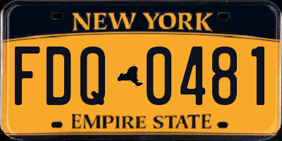 NY license plate FDQ0481