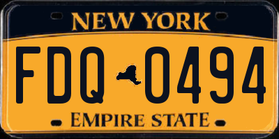 NY license plate FDQ0494
