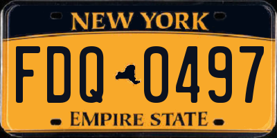 NY license plate FDQ0497