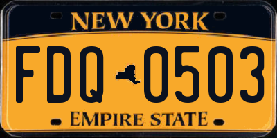 NY license plate FDQ0503