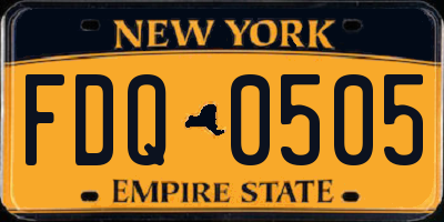 NY license plate FDQ0505