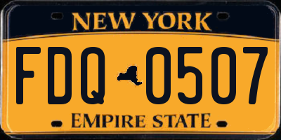 NY license plate FDQ0507