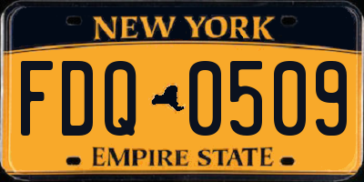 NY license plate FDQ0509