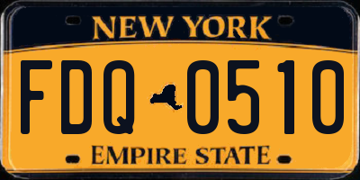 NY license plate FDQ0510