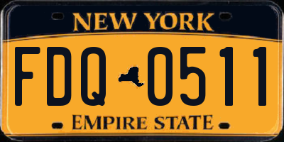 NY license plate FDQ0511