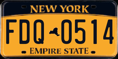 NY license plate FDQ0514
