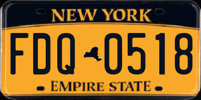 NY license plate FDQ0518