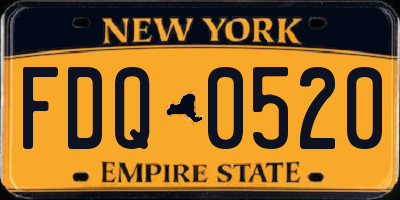 NY license plate FDQ0520