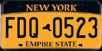 NY license plate FDQ0523