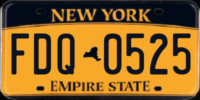 NY license plate FDQ0525