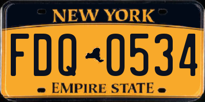 NY license plate FDQ0534