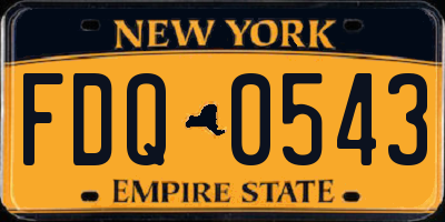 NY license plate FDQ0543
