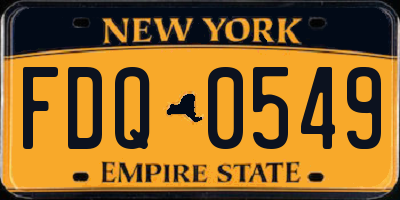 NY license plate FDQ0549