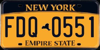 NY license plate FDQ0551