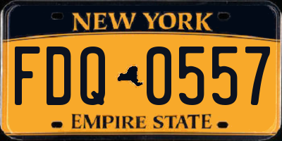 NY license plate FDQ0557