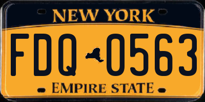 NY license plate FDQ0563