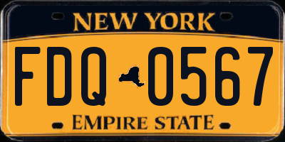 NY license plate FDQ0567