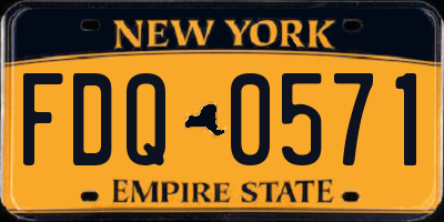 NY license plate FDQ0571