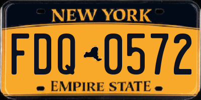 NY license plate FDQ0572