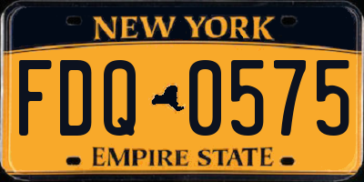 NY license plate FDQ0575