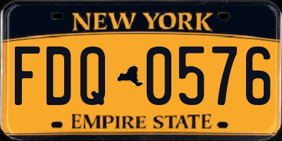 NY license plate FDQ0576