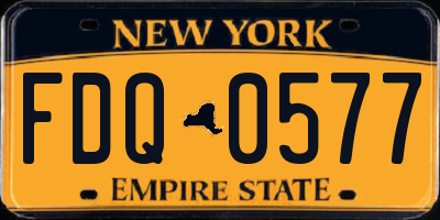 NY license plate FDQ0577
