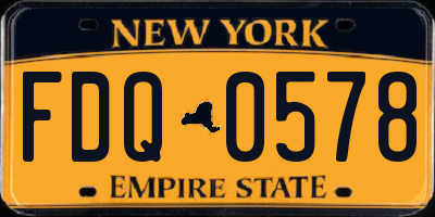 NY license plate FDQ0578