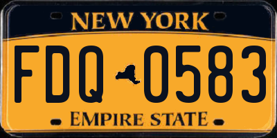 NY license plate FDQ0583