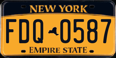 NY license plate FDQ0587