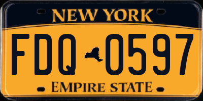 NY license plate FDQ0597