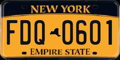 NY license plate FDQ0601