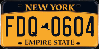NY license plate FDQ0604