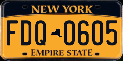NY license plate FDQ0605