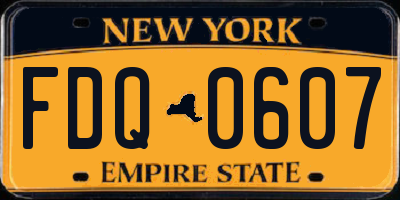 NY license plate FDQ0607