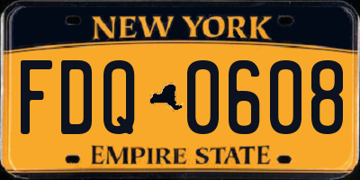 NY license plate FDQ0608
