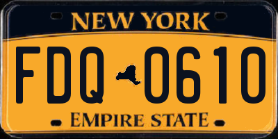NY license plate FDQ0610