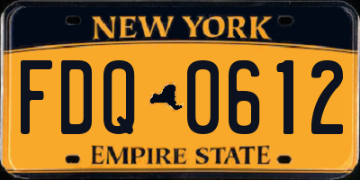 NY license plate FDQ0612